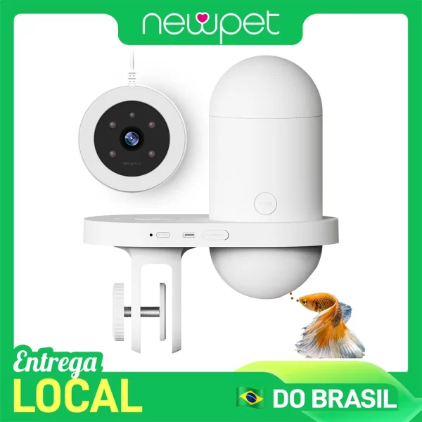 Newpet WiFi alimentador automático de peixes com câmera HD e aplicativo alimentador de peixes inteligente alimentador automático de peixes adequado para aquários de tanques de peixes