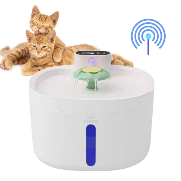Newpet Fonte de água automática para gatos de 2,6 litros Cabo USB/Sensor de detecção inteligente operado por bateria Bebedouro de aço inoxidável para cães e gatos