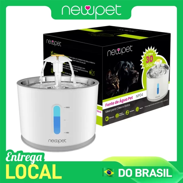 Newpet Bebedouro automático para gatos e animais de estimação de 2,4 litros com LED elétrico USB para cães e gatos bebedouro automático para animais de estimação
