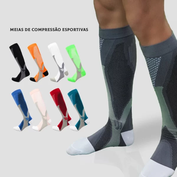Meias de Compressão Para Homens e Mulheres, Malha Respirável, Músculos Calmantes, Antifadiga, Corrida, Ciclismo - Imagem 2