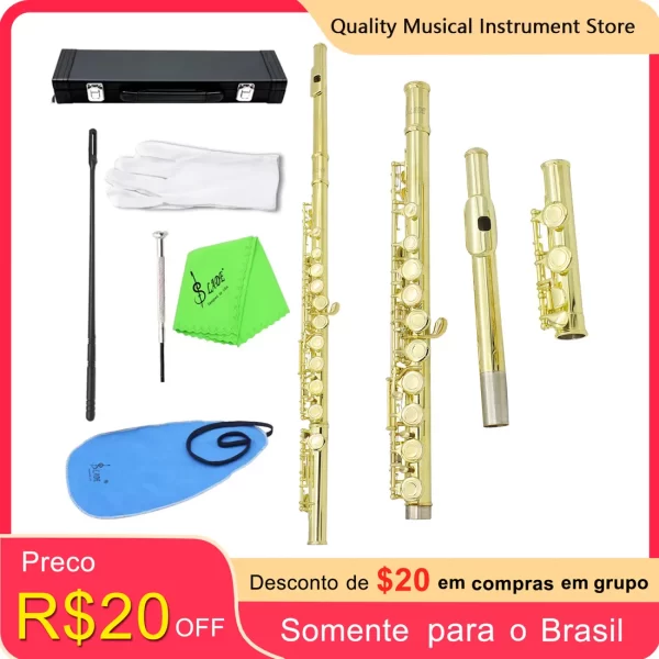 SLADE Frete Grátis Flauta de Tom C de 16 Buracos com Chave E Instrumento de Sopro Flauta de Cuproníquel de Concerto com Bolsa Acolchoada Peças de Música - Imagem 3