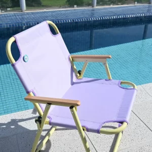Cadeira de Praia Retrô Colorida Leve Lilás/Amarela