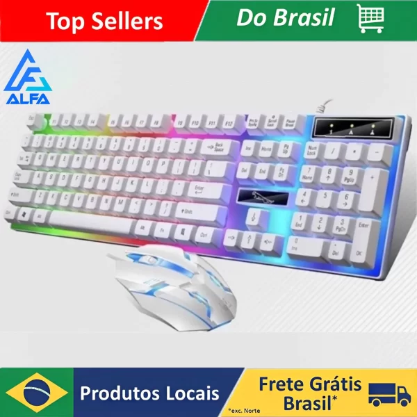 Jogo teclado mouse semi mecânico rgb led gamer jogo m400/m300 com fio