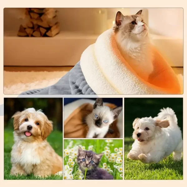 Gato caverna saco de dormir pet esteira inverno espessamento almofada aquecimento saco burrowing aconchegante macio cama confortável para animais de estimação ao ar livre indoor - Imagem 3
