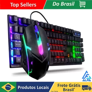 Kit Gamer Teclado Semi Mecânico e Mouse RGB 3200dpi