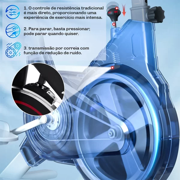 ZRSE Bicicleta Ergométrica Para Spinning Mecanica volante de inércia 10kg - Imagem 3