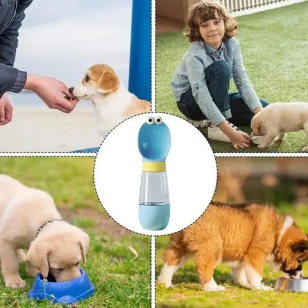 Garrafa de água para cachorro com recipiente de comida, dispensador de água para caminhada, garrafa de água para caminhada de cachorro de desenho animado com tigela para cachorro e gato - Imagem 5