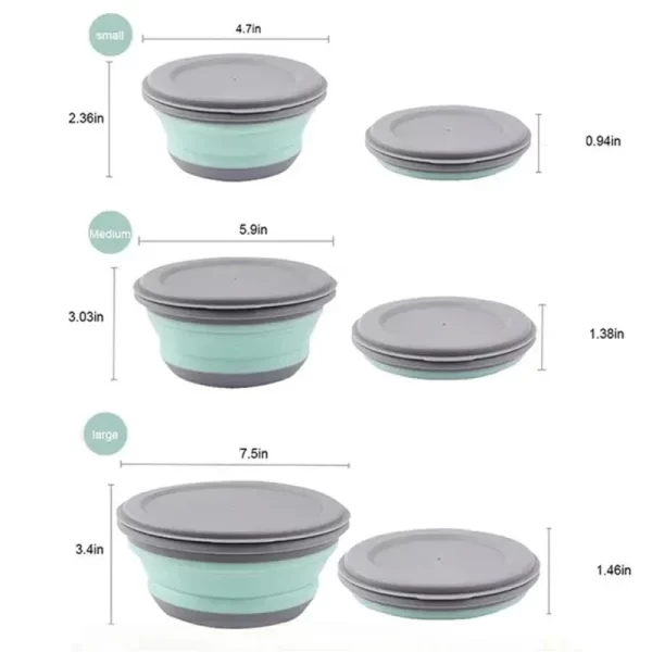 Conjunto de Tigelas de Silicone Dobráveis para Cozinha e Acampamento - Imagem 5