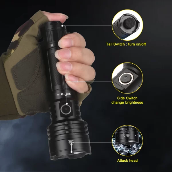 Sofirn C8L 3100lm Lanterna Tática Potente 21700 XHP50D HI LED Lanterna EDC Tipo C Recarregável para Acampamento, lanternas potentes para caça，defesa pessoal - Imagem 3