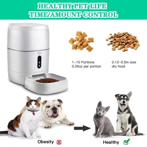 Tuya-Alimentador automático para animais com aplicativo inteligente, adequado para cães e gatos de pequeno e médio porte, dispensador de alimentos, alimentação remota - Imagem 4