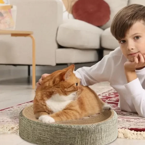 Placa de arranhar para gatos, resistente ao desgaste, sisal, tecido, cama para gatos, 2 em 1, almofada oval para arranhar gatos, tapete de dormir para animais de estimação - Imagem 3