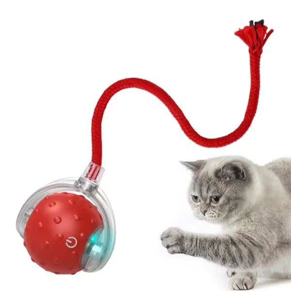 Gato bola interativa brinquedos bola de rolamento automático falso cauda carregamento usb inteligente animal de estimação brinquedo elétrico cão gato treinamento imitar ratos