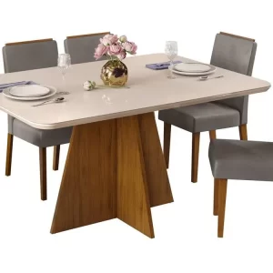 Mesa de Jantar com 4 Cadeiras Siena DJ Móveis