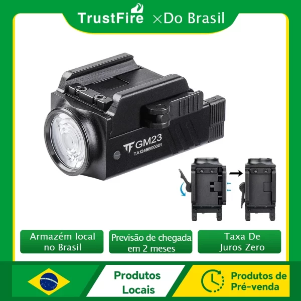 [Em estoque] TrustFire GM23 Lanterna LED tática compacta poderosa GL0ck luz montada em trilho de liberação rápida tocha recarregável USB