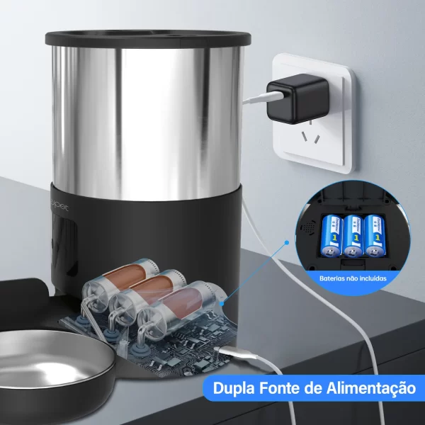 Newpet 5l alimentador para animais de estimação com aplicativo tuya alimentador automático para gatos dispensador de comida para cães inteligente wi fi cronometragem quantitativa alimentação de aço inoxidável - Imagem 5