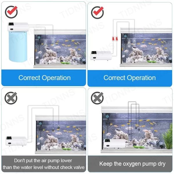Bomba de oxigênio para tanque de peixes de aquário, bomba de ar de dupla finalidade, bateria de lítio usb, portátil, pesca, mudo, 6000ma, ambiente externo - Imagem 4