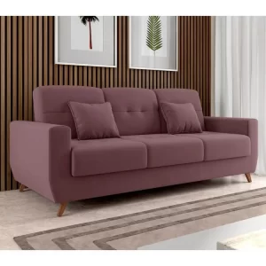 Sofá-Cama Casal 3 Lugares Reclinável Veludo Pâmela