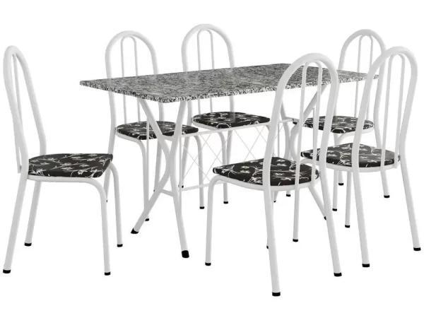 Mesa de Jantar 6 Cadeiras Retangular Branca Artefamol Ravena - Imagem 2