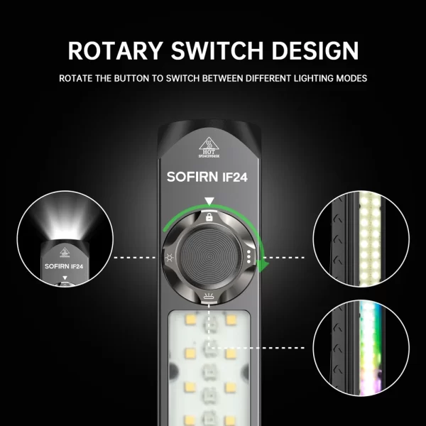 Sofirn if24 rgb luz sst40 2000lm poderosa lanterna led 5v 2a 18650 usb c recarregável tocha ip66 à prova dip66 água com magnético - Imagem 3