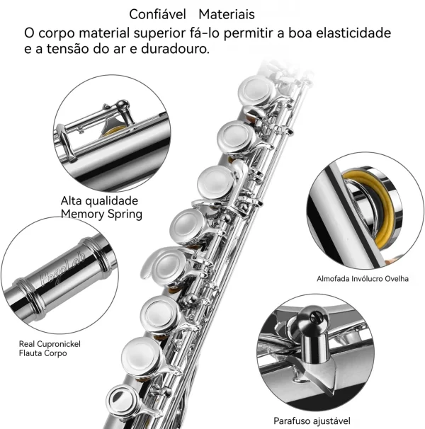 Instrumento de flauta chave C de célula fechada 16, adequado para iniciantes e jogadores avançados, equipado com kit de limpeza de flauta - Imagem 3