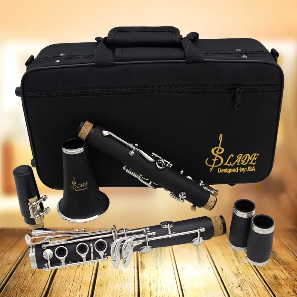 SLADE Clarinete preto Bb Clarinete plano 17 Clarinete de chave de níquel para iniciantes vem com 2 barris de arma casca dura e kit de limpeza - Imagem 3