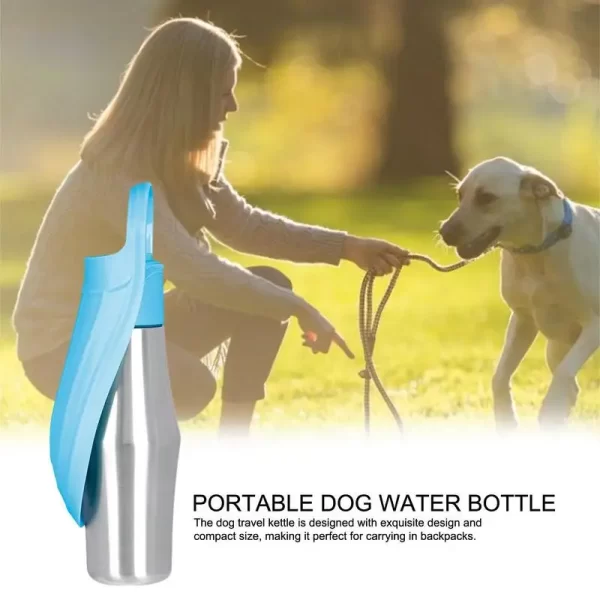 Tigela de água de viagem para cães portátil garrafa de água do cão para caminhar à prova de vazamento dobrável dispensador de água tigela de água de aço inoxidável - Imagem 3