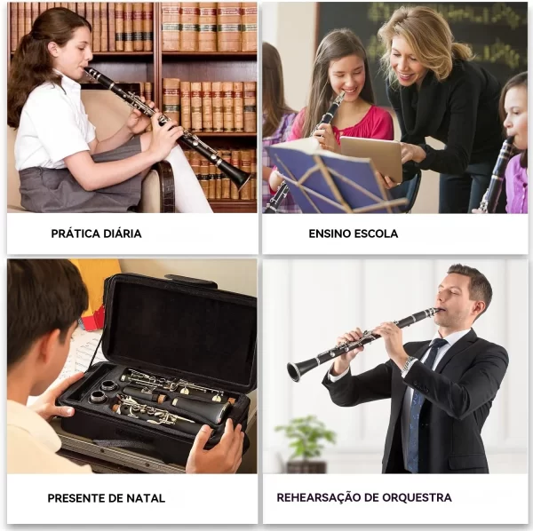 Clarinete bb 17 teclas 6 anéis blackwinds clarinete profissional instrumentos musicais de sopro com saco de acessórios - Imagem 4