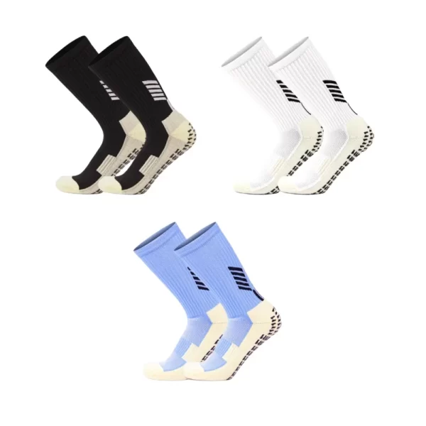 Frete grátis Kit 3 pares Meias De Futebol Profissionais Esportivo Antiderrapantes De silicone Respiráveis - Imagem 2