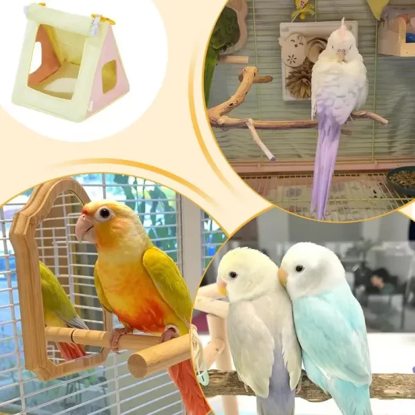 Periquito ninho cockatiel cabana pássaro rede para gaiola quatro estações papagaio casa acessórios para casa animal de estimação quarto café - Imagem 5