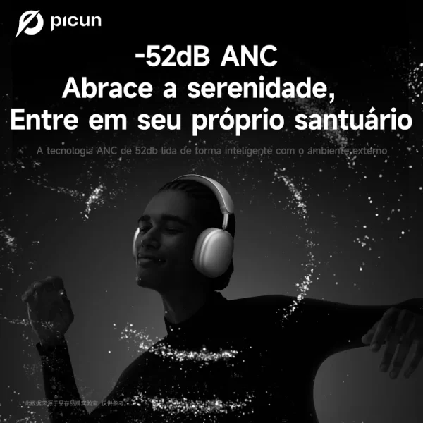 Picun f8 pro anc fones de ouvido sem fio cabeça rastreamento áudio espacial 3d-52db anc alta fidelidade bluetooth fone de ouvido enc hd microfone app de baixa latência - Imagem 3