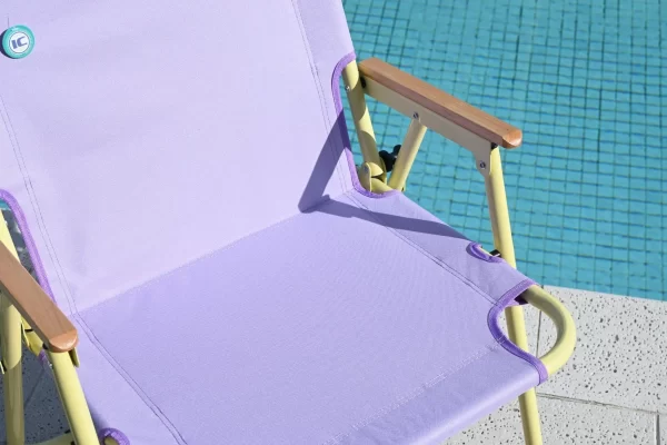 Cadeira De Praia Retrô Colorida Leve com Alça Lilás/Amarela - Imagem 2
