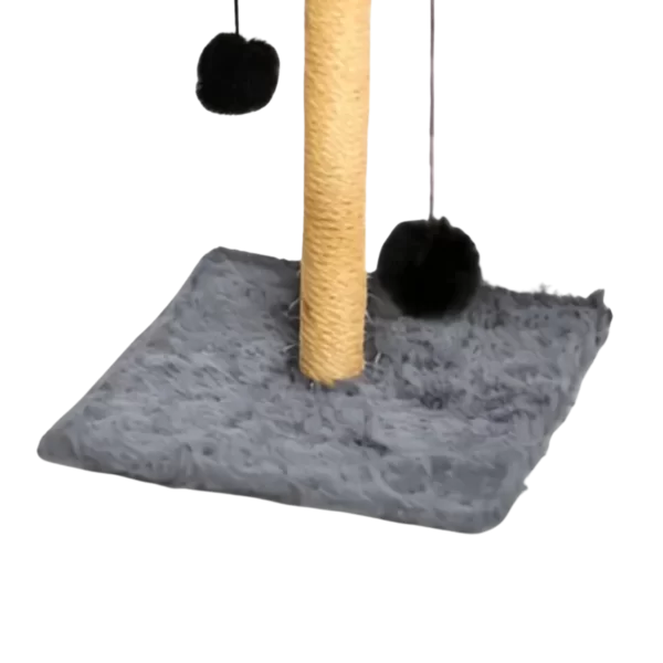 Arranhador Para Gatos Poste Sisal 2 Bases Brinquedo Bolinha Cinza - Imagem 4
