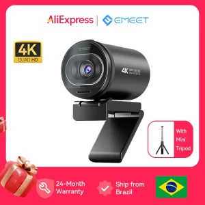 Webcam 4K EMEET S600 com Autofoco e Microfones