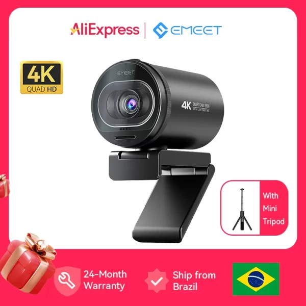 Webcam 4k emeet s600 câmera usb 1080p 60fps streaming web câmera autofoco streaming de vida câmera com microfones para tiktok/youtube