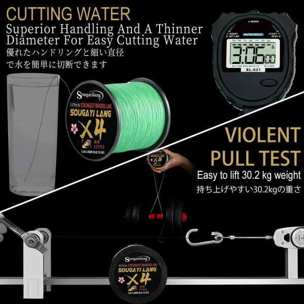 Sougayilang-linha de pesca trançada, tudo para água salgada, pesca marítima, Multifilament PE, 4X, 100 m, 300m, 5 cores, 66LB - Imagem 3
