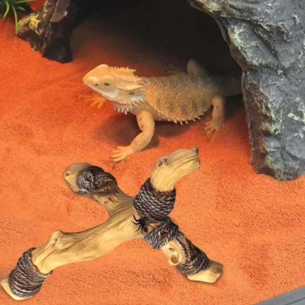 Réptil canto ramo resina terrário escalada ramo lagarto tanque ornamento engraçado cobra suprimentos para aranhas dragão barbudo - Imagem 2