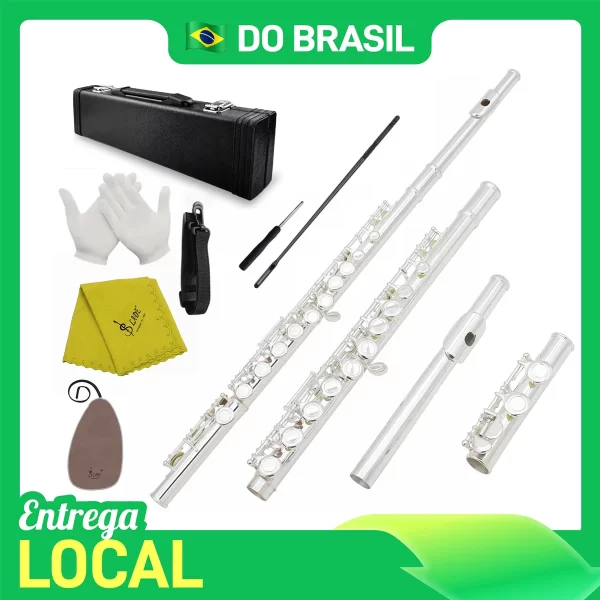 Do brasil slade 16 c-slot buracos flauta roxo/preto flauta profissional iniciante estudante flauta com caixa luvas kit de limpeza - Imagem 4