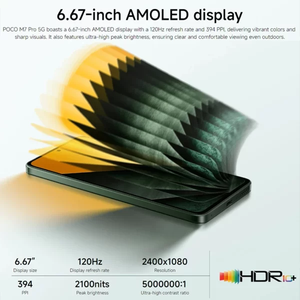 Xiaomi Poco M7 PRO 5G Smartphone, Octa-Core, 120hz fhd + Display Amoled - Imagem 2