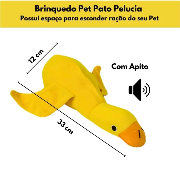 Brinquedo Pet Pelúcia Interativo Pato Mordedor Apito - Imagem 5