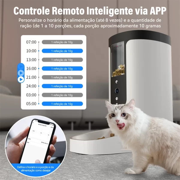 Controle remoto WiFi automático com capacidade de 4L Newpet Alimentador inteligente para animais de estimação com controle por aplicativo, dispensador de alimentos para cães e gatos com câmera -Bivolt - Imagem 2