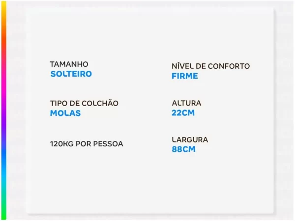 Colchão Solteiro Plumatex Colchões de Molas Ensacadas 22x88x188cm Alfa Maxx - Imagem 3