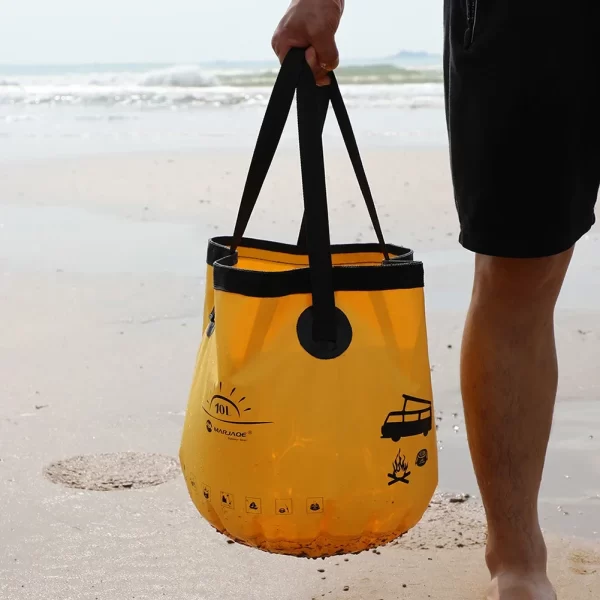 Balde dobrável de pesca 10l, à prova d'água, dobrável, multifuncional, acampamento, leve, para viagens, pesca, barco - Imagem 6