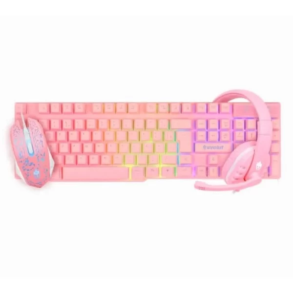 KIT GAMER ROSA TECLADO + MOUSE + HEADSET - Imagem 3
