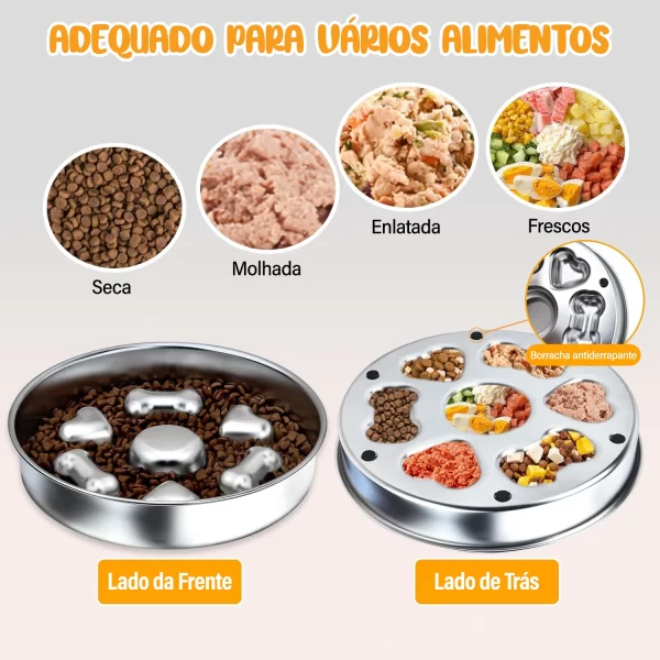 Suprimentos para animais de estimação Newpet, tigela de comida lenta de aço inoxidável para cães, bacia de alimentação para gatos, tigela anti-asfixia e anti-retorno - Imagem 6