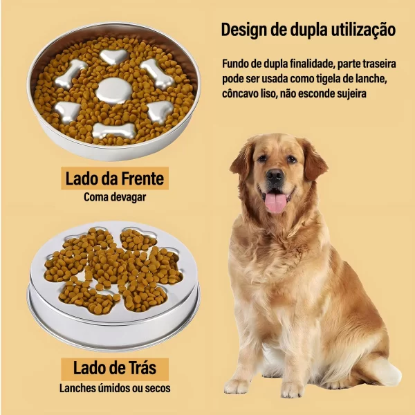 Suprimentos para animais de estimação Newpet, tigela de comida lenta de aço inoxidável para cães, bacia de alimentação para gatos, tigela anti-asfixia e anti-retorno - Imagem 3
