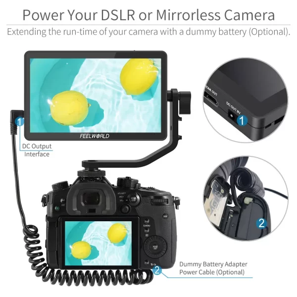 FEELWORLD 6 Polegada F6 PLUS V2 Câmera DSLR Monitor de Campo 3D LUT Tela Sensível Ao Toque IPS FHD 1920x1080 Suporte de Assistência de Foco de Vídeo 4K HDMI - Imagem 6