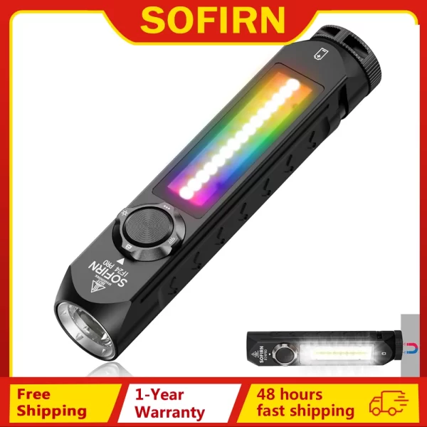 Sofirn IF24 PRO RGB Light 1800lm 340m SFT40 Buck Driver 18650 USB C Lanternas Recarregáveis Spot de Inundação com Magnético