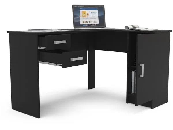 Mesa para Computador de Canto 2 Gavetas 1 Porta Politorno Barcelona - Imagem 3
