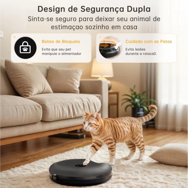 Alimentador automático para cães de estimação Alimentador com temporizador redondo para 6 refeições 6 grades Dispensador elétrico de alimentos secos e úmidos para cães de gato Alimentação 24 horas Suprimentos - Imagem 4