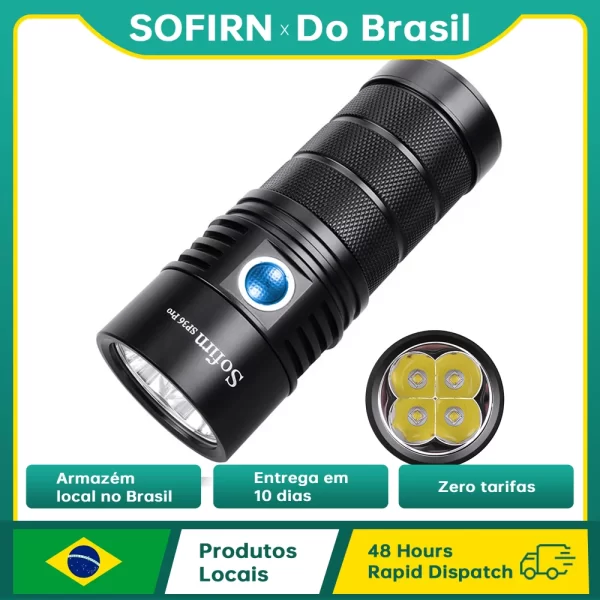 Sofirn SP36 Pro 8000lm Lanterna LED poderosa 4 * SST40 USB C recarregável 18650 tocha